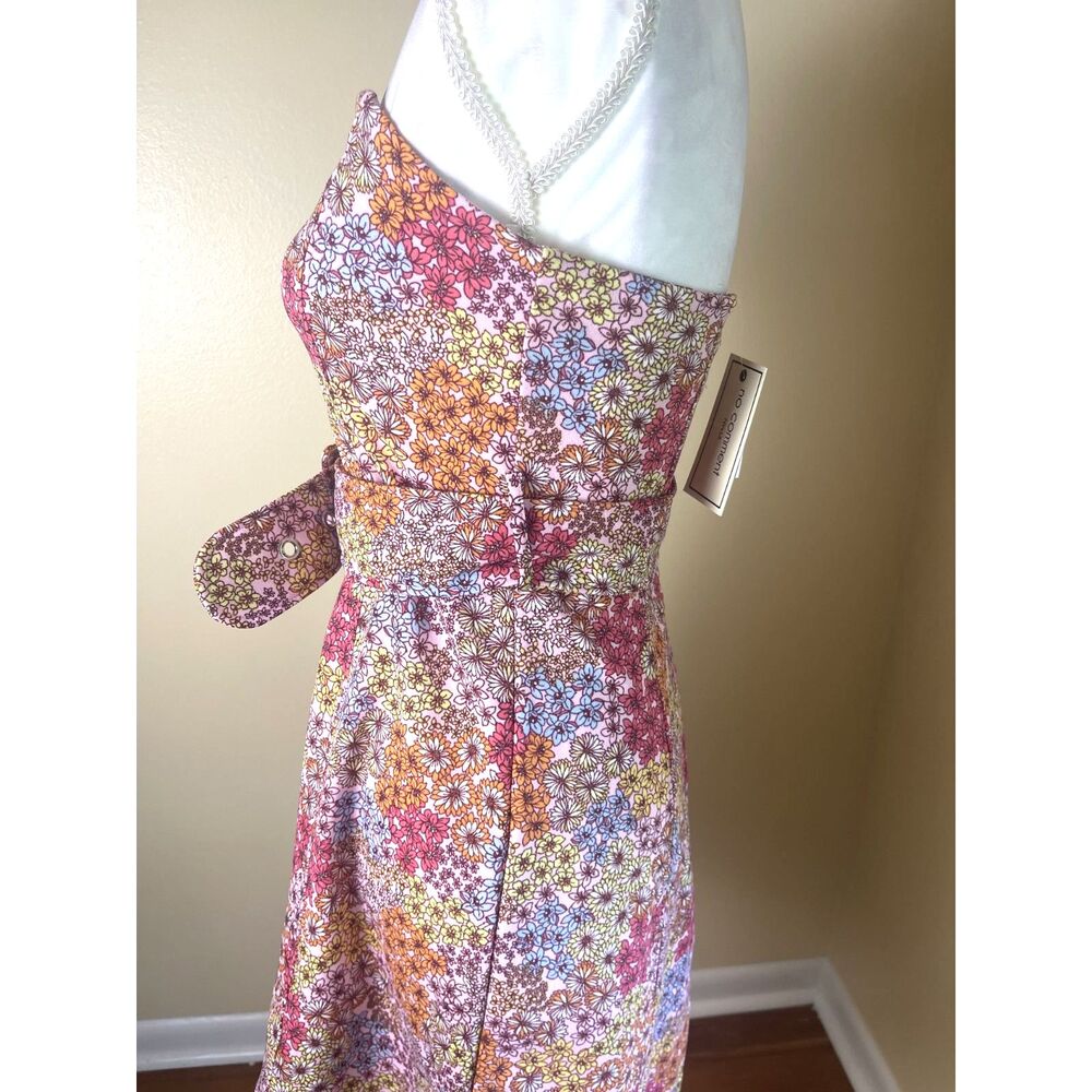 Strapless Pink Floral Belted Mini Dress NWT M Cottagecore Garden Party Spring - Picture 9 of 16